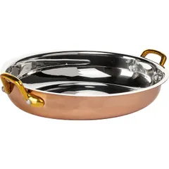 Oval serving pan. 2 handles  stainless steel, copper , H=45, L=250, B=180mm  copper, metal.