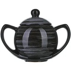 Sugar bowl with lid “Marengo” ceramics 400ml D=8cm black