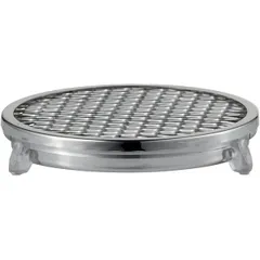 Round drip tray with dispenser grid  stainless steel  silver.