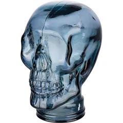 Table decor “Skull” glass ,H=30cm blue