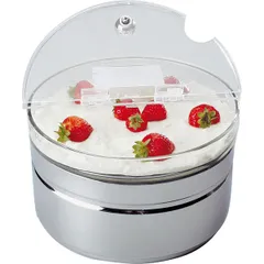 Container for fruit salad with cooling element  glass, plastic  2.5 l  D = 24 cm  metal, transparent.