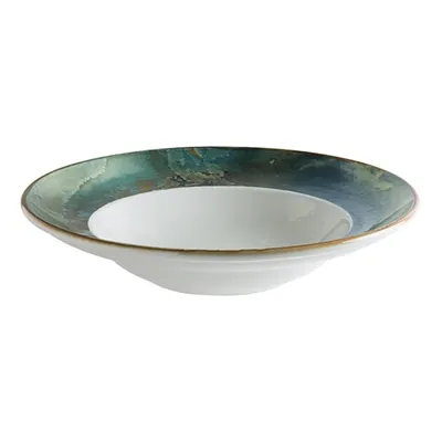 Тарелка глубокая «Футура» фарфор 450мл D=270,H=56мм белый,бирюз., изображение 2