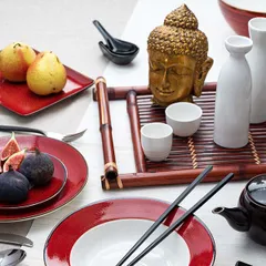 Тарелка «Джаспер» мелкая фарфор D=265,H=27мм белый,красный, изображение 3