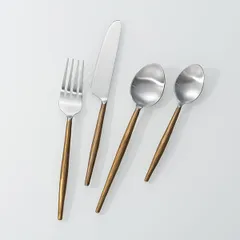 Нож столовый «Концепт №7» сталь нерж. ,L=23см золотой,стальной, изображение 2