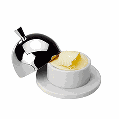 Масленка с крышкой фарфор,сталь нерж. D=9,H=7см белый