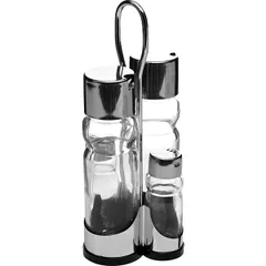 Set of 4 spices on a stand  glass, stainless steel.