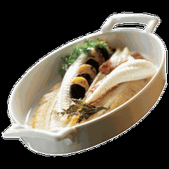 Блюдо «Бель Кузин» овальное с ручками фарфор 0,7л ,H=40,L=240,B=155мм белый