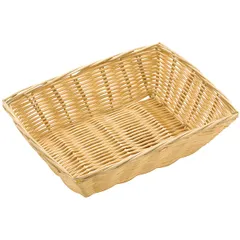 Rectangular wicker bread basket  polyrottan , H=7, L=23, B=15cm  light brown.