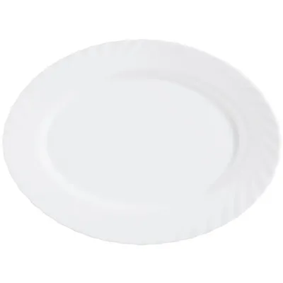 Блюдо «Трианон» овальное стекло ,H=2,L=35,B=26см белый, Длина (мм): 350, Ширина (мм): 260