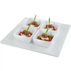 Поднос фуршетный пластик ,H=2,L=21,B=21см белый, изображение 3