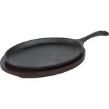 Frying pan for fajitas on a stand “Amber Cast”  cast iron, wood , H=30, L=378/240, B=190mm  gray, dark wood