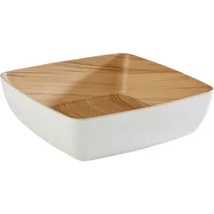 Salad bowl plastic 2.65l ,H=75,L=250,B=250mm white,beige.