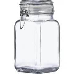 Square jar with lid “Kremlin”  glass  1.3 l , H=180, L=96, B=96mm  clear.