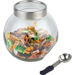 Емкость фуршетная с ложкой стекло,сталь нерж. 3,3л D=20,H=18,L=20,B=20см прозр., изображение 2