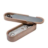 Champagne opener “Wooden Sets” with a vacuum stopper in a case  walnut, stainless steel , H=8, L=25, B=8cm