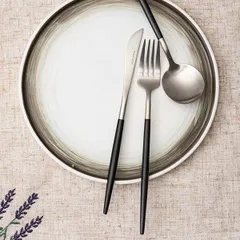 Вилка столовая «Стил Блэк Сильвер Мэтт» сталь нерж. ,L=220,B=27мм черный,серебрист., изображение 4