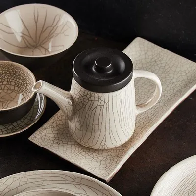 Чайник заварочный «День и ночь» конический керамика 0,5л белый,черный, изображение 2