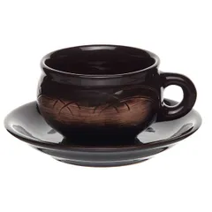 Чайная пара «Старина» керамика 250мл D=9/15,H=6см коричнев.