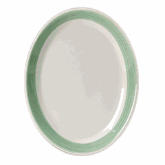 Dish “Rio Green” oval  porcelain , L=20cm  white, green.