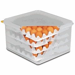 Container for egg products for 120 pieces with lid + 8 trays  polyprop. ,H=20,L=35.4,B=32.5cm pro