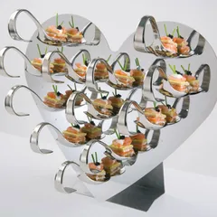 Этажерка «Сердце» +12ложек +20 дер. шпажек сталь нерж. ,H=26,L=32,B=15см металлич., изображение 2