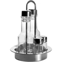 Set for spices 4 pcs.  stainless steel, glass  D=16, H=22.5, B=16 cm  transparent, silver.