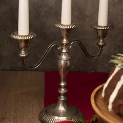 Подсвечник «XXL» на 3 свечи металл ,H=25,L=27,5,B=11см серебрян., изображение 3