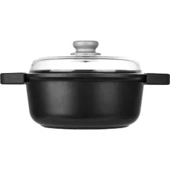 Кастрюля «Гранито» с крышкой (индукция) алюм.литой D=24,H=11см серый