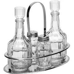 Set for spices 4 pcs.  glass, stainless steel , H=170, L=95, B=110mm  transparent, silver.