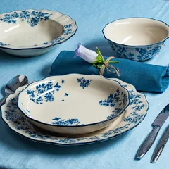 Тарелка «Фиори» фарфор D=270,H=35мм слон.кость,синий, изображение 4