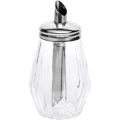 Sugar bowl-dispenser  glass, stainless steel  290 ml  D=7, H=16, L=7, B=7cm  transparent, metallic.