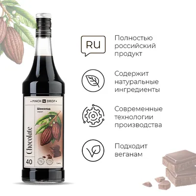 Сироп «Шоколад» Pinch&Drop стекло 1л D=85,H=330мм черный, Состояние товара: Новый, Вкус: Шоколад, Материал: Стекло, Объем по данным поставщика (мл): 1000, изображение 5