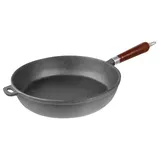 Frying pan with wooden handle “Amber Cast”  cast iron, wood  D=30, H=10, L=50cm  black, dark wood