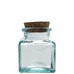 Square jar with lid “Puchados”  glass, natural cork  0.5 l , H=11, L=9, B=9cm  clear.