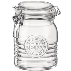 Round jar with lid “Offisina 1825”  glass  1 l  D=11.1, H=16.4 cm  clear.