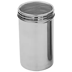 Container for powdered sugar with mesh  stainless steel  0.5 l  D=7, H=13 cm  silver.