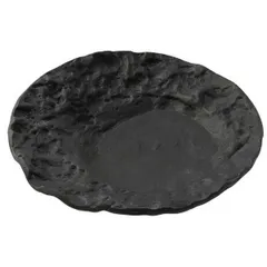 Plate “Crater” glass D=23cm black,matte