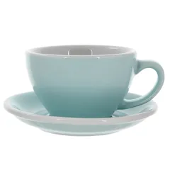 Кофейная пара «Эгг» фарфор 300мл D=110/155,H=65,L=135мм св. голуб.