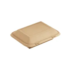 Контейнер бумажный OneGo с крышкой картон 0,6л ,H=6,L=16,B=11см св.корич.