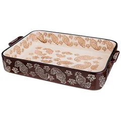 Rectangular baking dish  ceramics , H=6, L=35, B=24cm  beige, dark brown.