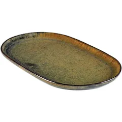 Dish “Serfis” oval ceramics ,H=15,L=250,B=150mm olive, gray