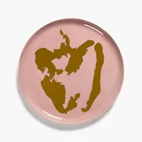 Блюдо «Фист» керамика D=35,H=2см розов.,золотой