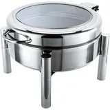 Round food warmer with lid, electric  stainless steel, glass  D=30cm