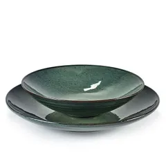 Тарелка глубокая «Аква» керамика D=23,H=6см серый,зелен., изображение 2