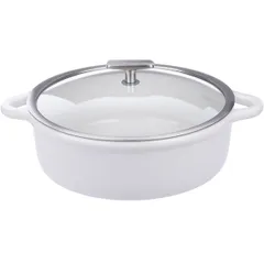 Кастрюля для сервировки «Бомбанс» с индукцией фарфор,стекло 4л D=29,H=13,7см белый,прозр.