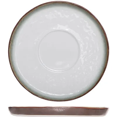 Блюдце керамика D=15см белый,коричнев.
